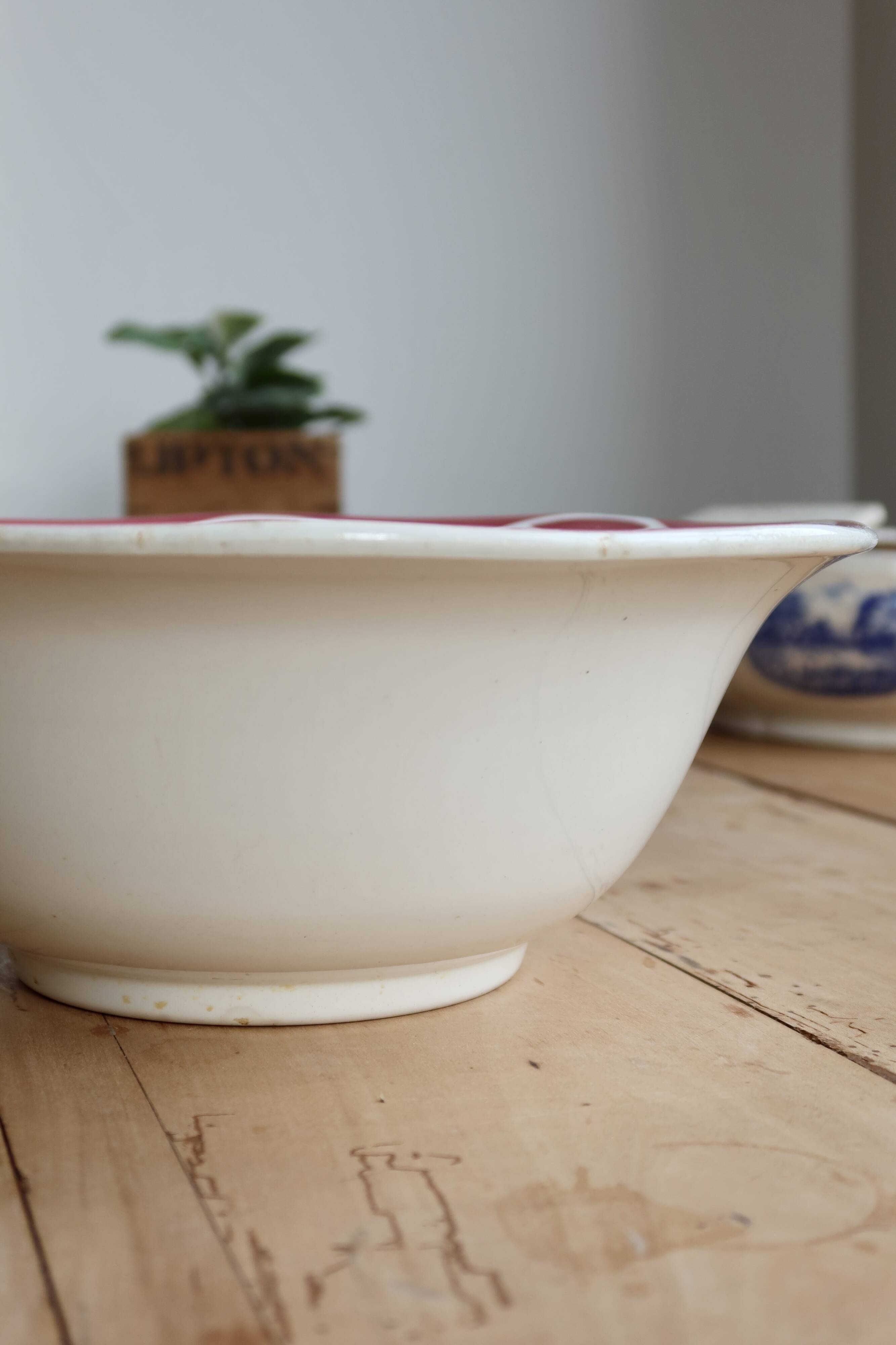 Vintage earthenware salad bowl from Digoin Sarreguemines, model Odette.
