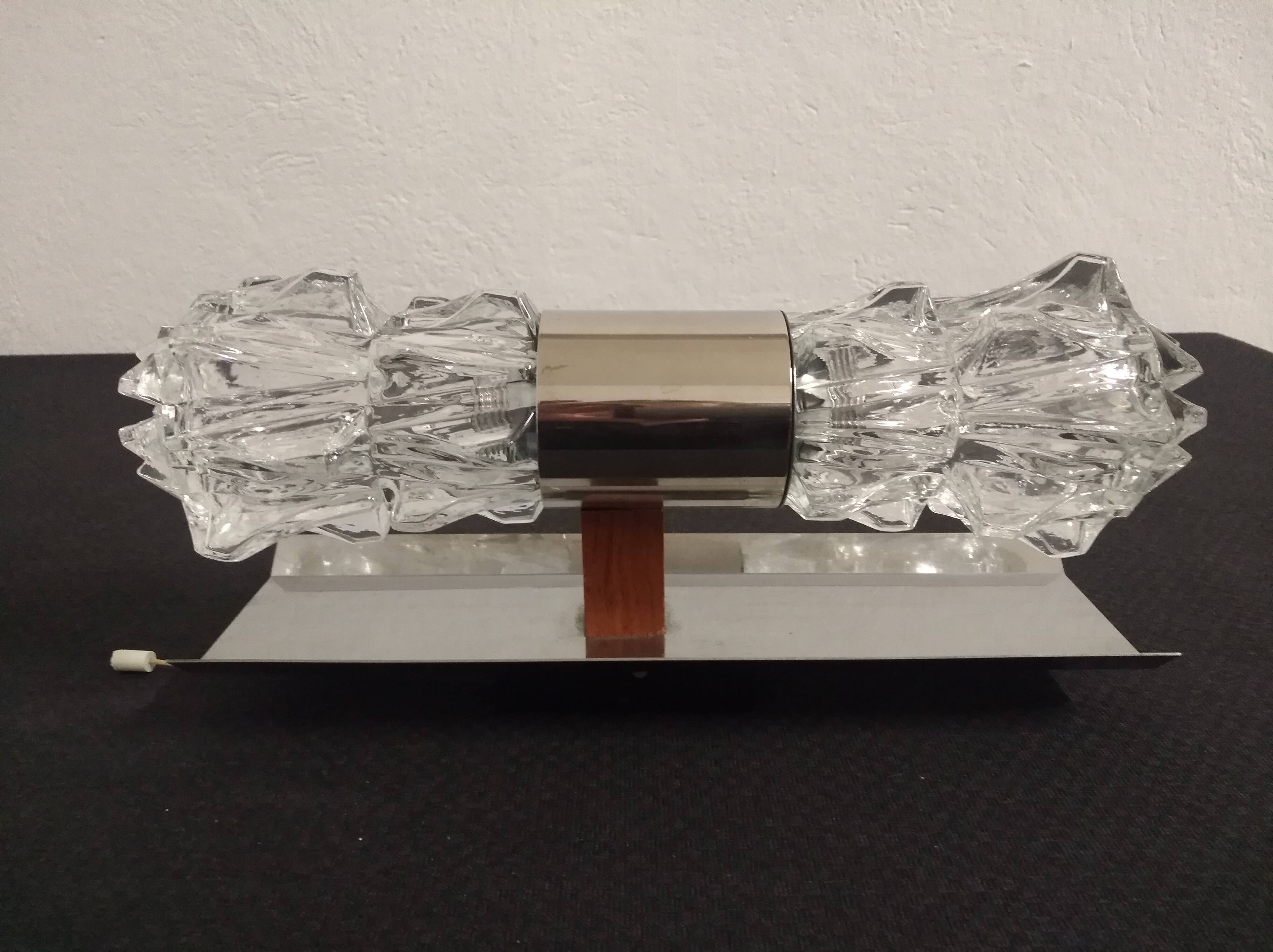 Space Age double glass wall lamp by Raak, Netherlands circa 1970