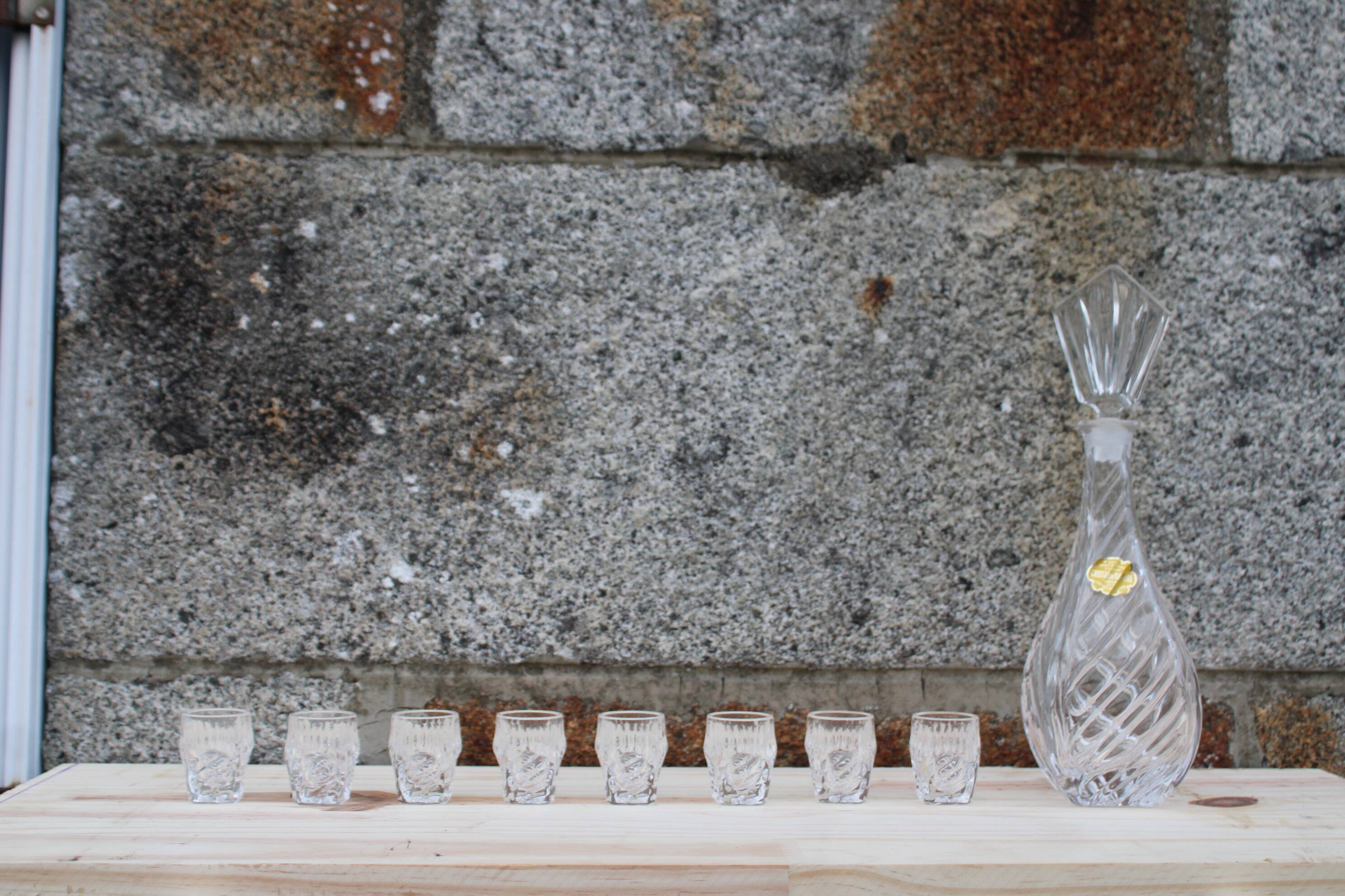 Bavarian crystal decanter + 8 glasses – with original box