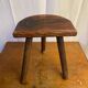 Antique milking stool tripod wood half moon seat vintage