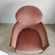 Armchair art deco pink velvet trim