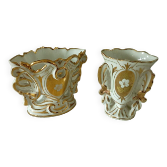 Vases de mariage en porcelaine de paris fin 19 eme