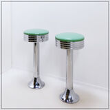 Paire de tabourets vintage style rétro des années 1950