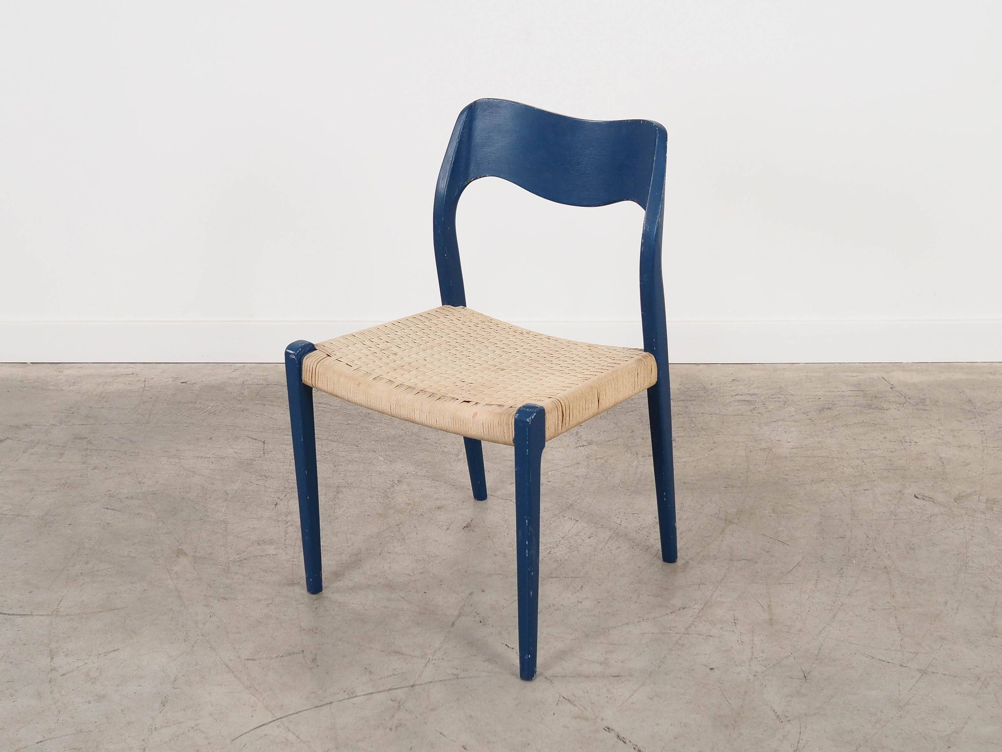 Blue teak chair, Danish design, 1960s, designer: Niels Otto Møller