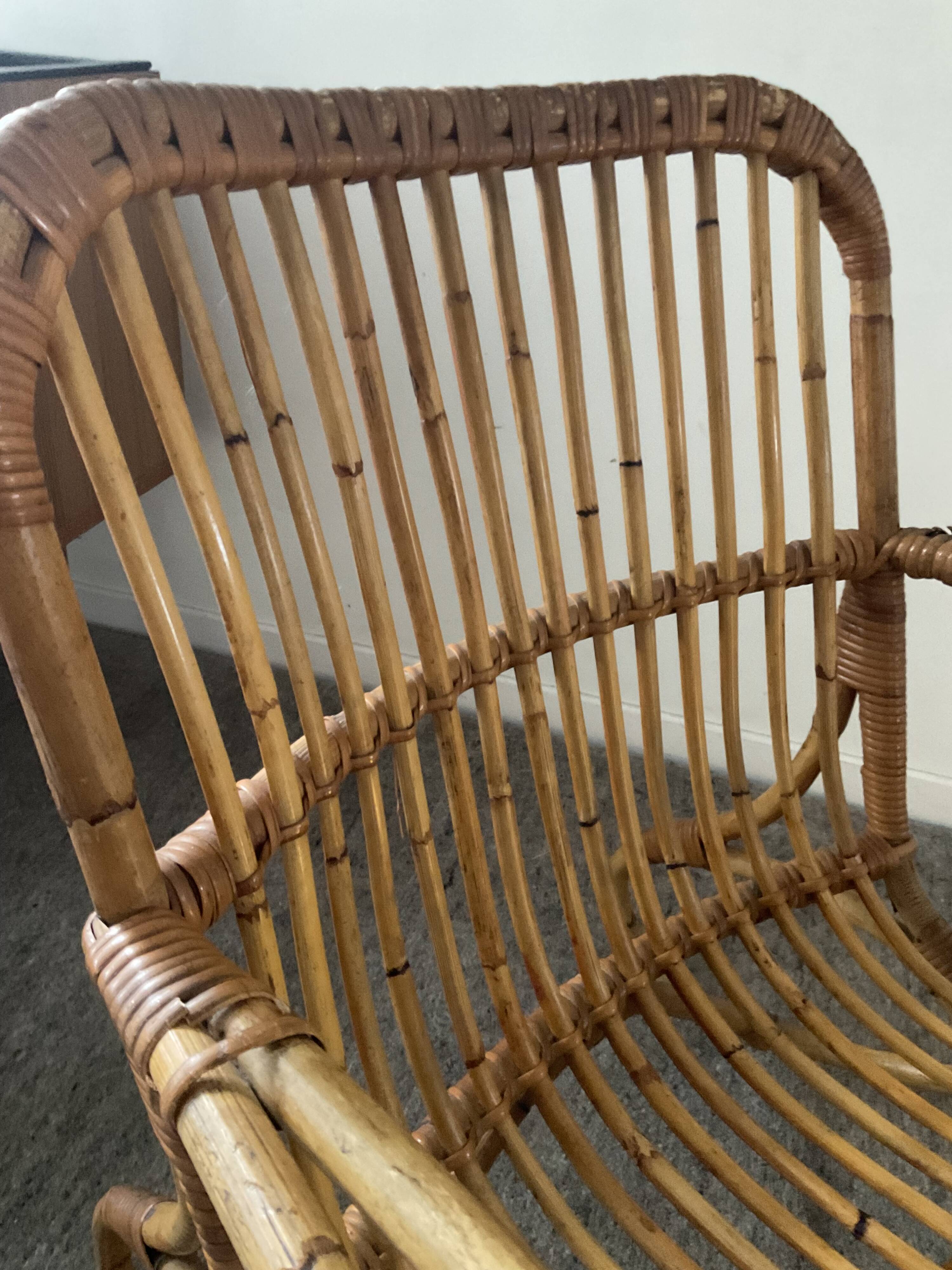 1970s rattan children's armchair