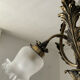 Ancien lustre cage en bronze et 4 feux tulipe