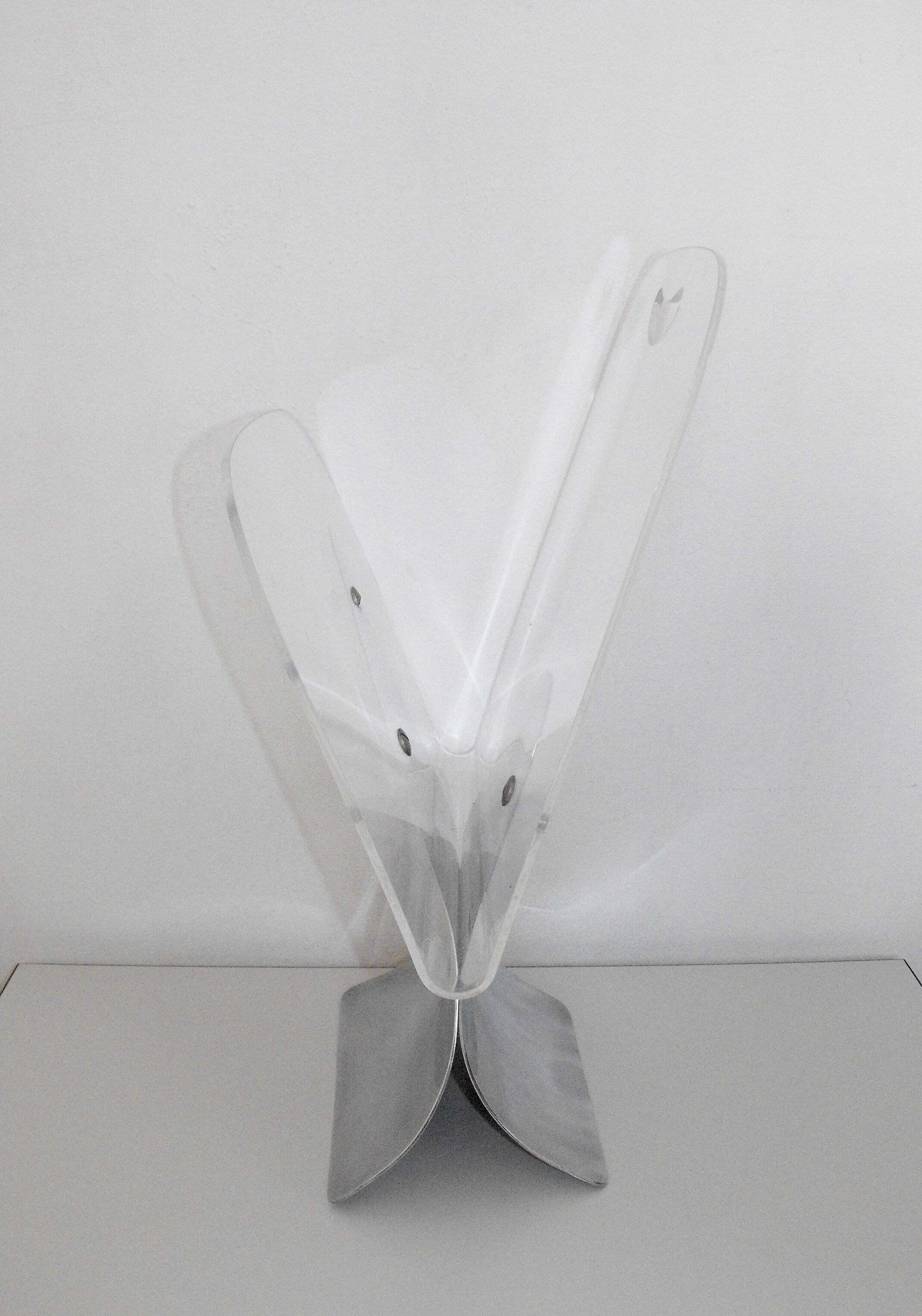 70s review holder in aluminum and plexiglas