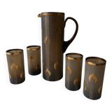 1930s brown and gold orangeade set