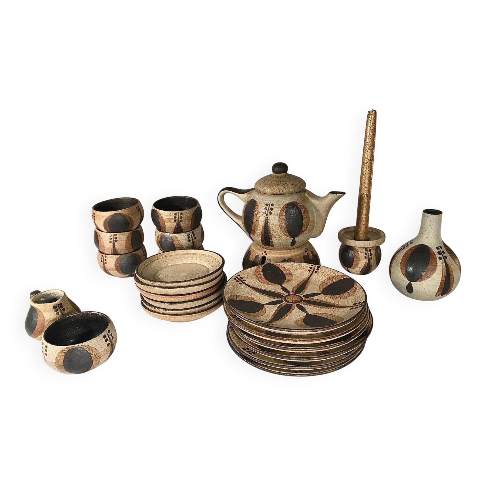 Vintage 24-piece ceramic coffee set from Sgrafo Modern, 1960s, Set of 24