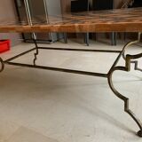 Wrought iron table on marble