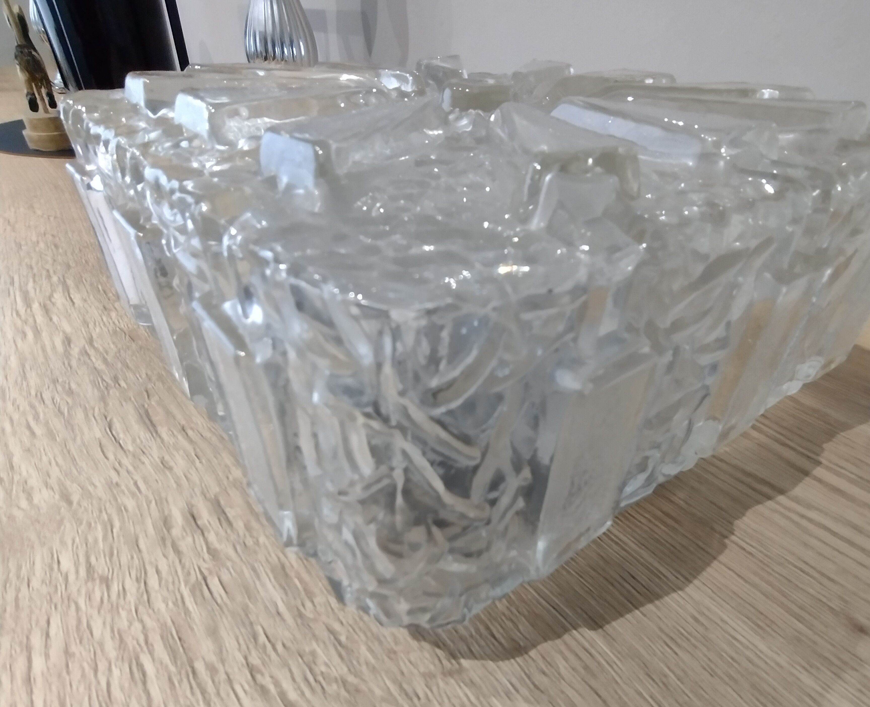 Ceiling lamp / vintage wall lamp xl in molded glass