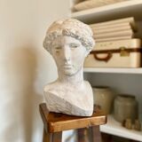 Whitewashed concrete bust - reproduction, detail of Michelangelo's "The Dying Slave"