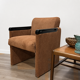 Paire de fauteuils années 80 en velours côtelé terracotta