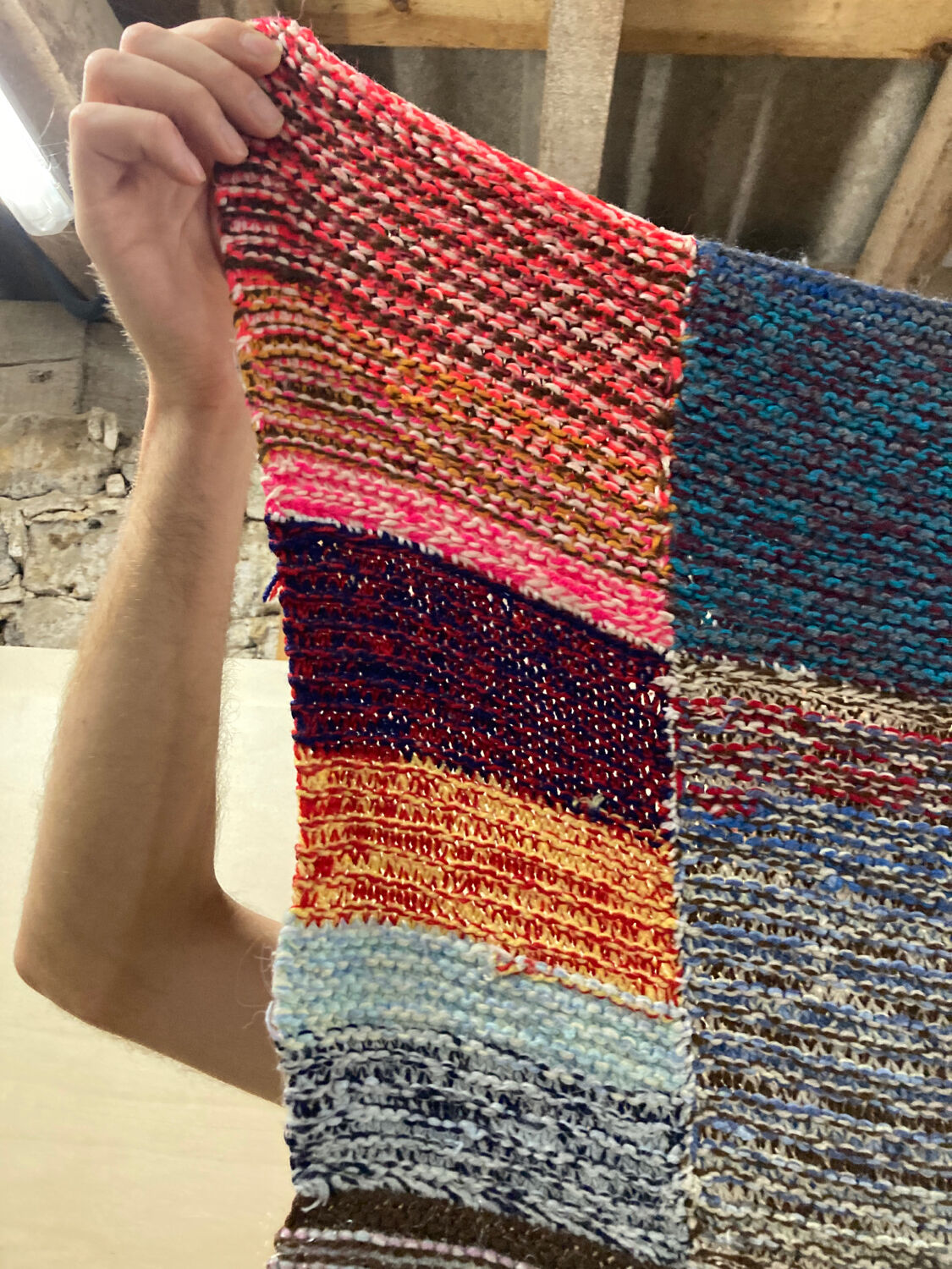 Plaid patchwork multicolore en laine