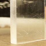 Rattan coffee table, plexiglass, frosted glass - chrome