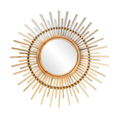 Sun mirror in rattan and bamboo 60s/70
