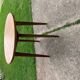 Mid-century brown side table in solid wood, 1960s tripod style.