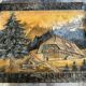Carved wooden wall panel Black Forest Chalet mountain Switzerland Germany
