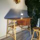 Louis Sognot desk and his stool, in rattan, 1960