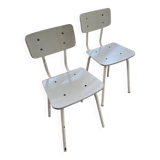 White/grey Formica chairs