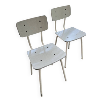 White/grey Formica chairs