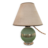 Green frosted glass table lamp