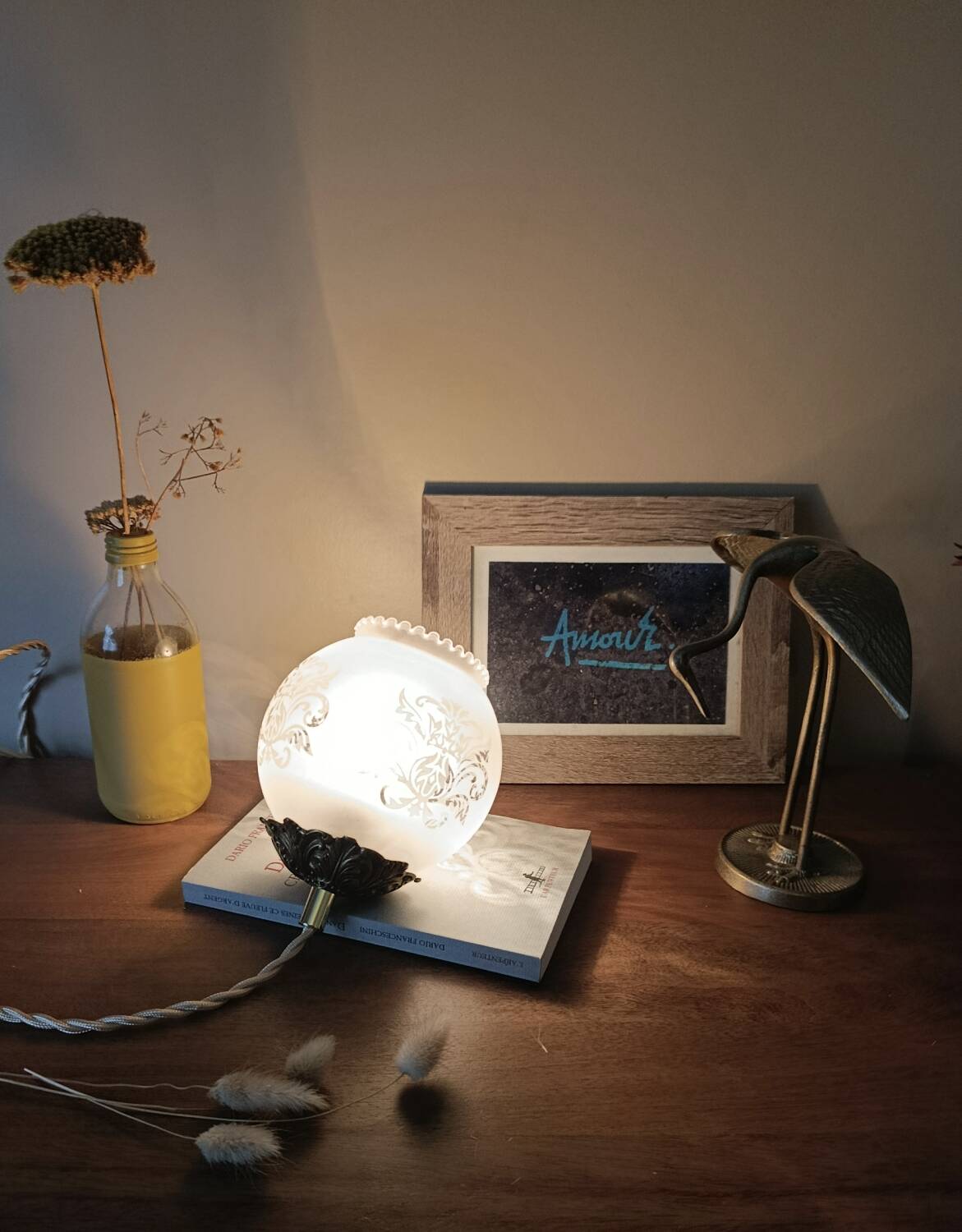 lampe baladeuse loupiote globe dépoli rétro chic