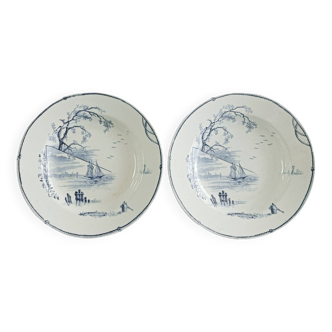 Set of 2 soup plates, Gien Marines