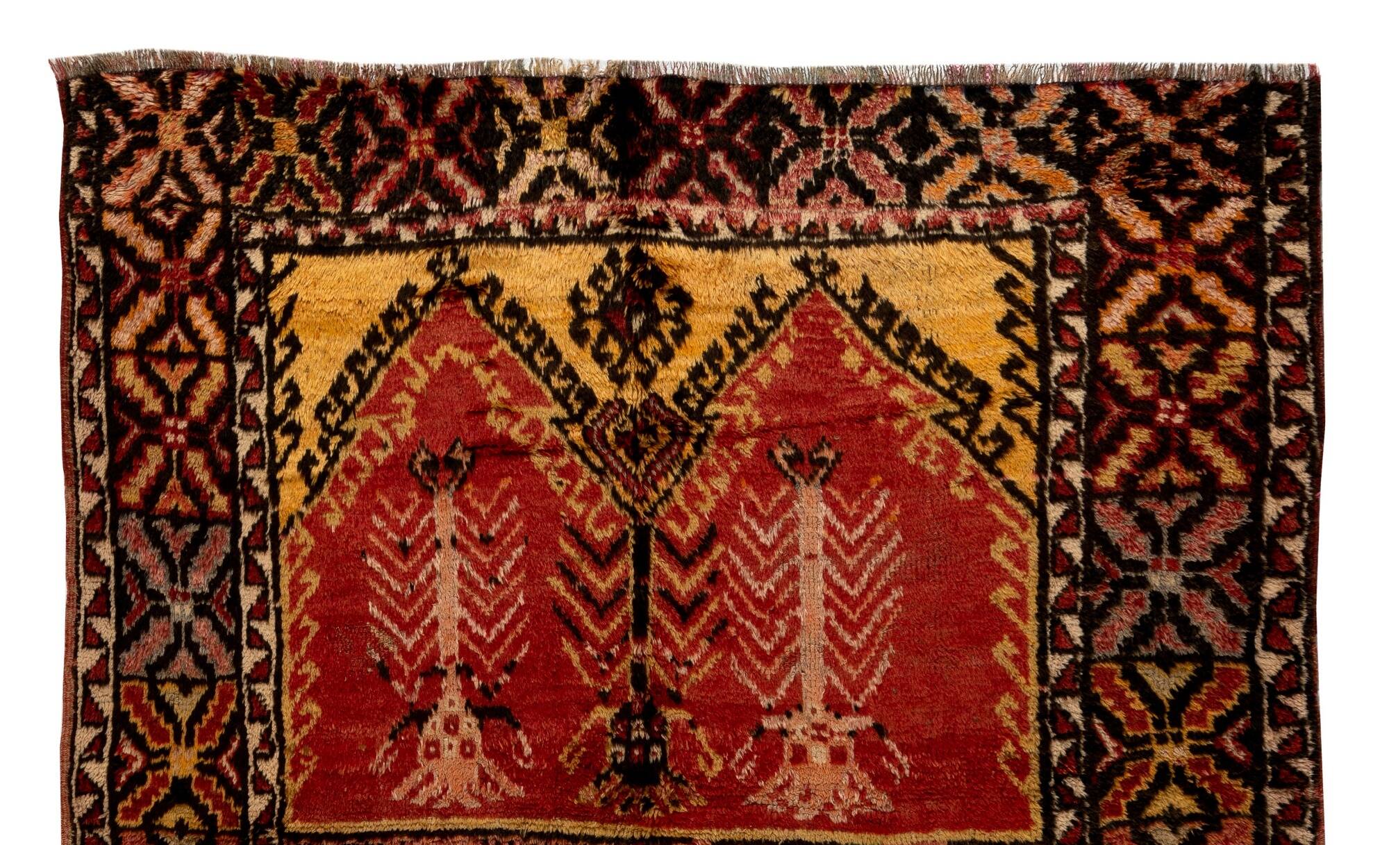 Vintage Hand-Knotted Turkish Wool Rug, 100% Natural Wool