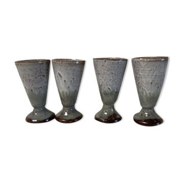 Set of 4 gray sandstone cups