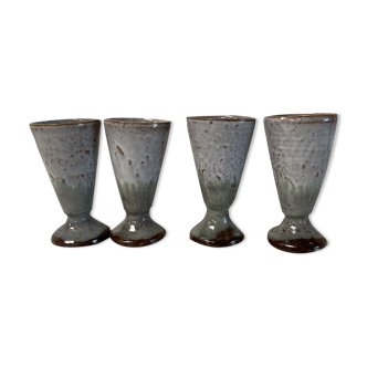 Set of 4 gray sandstone cups