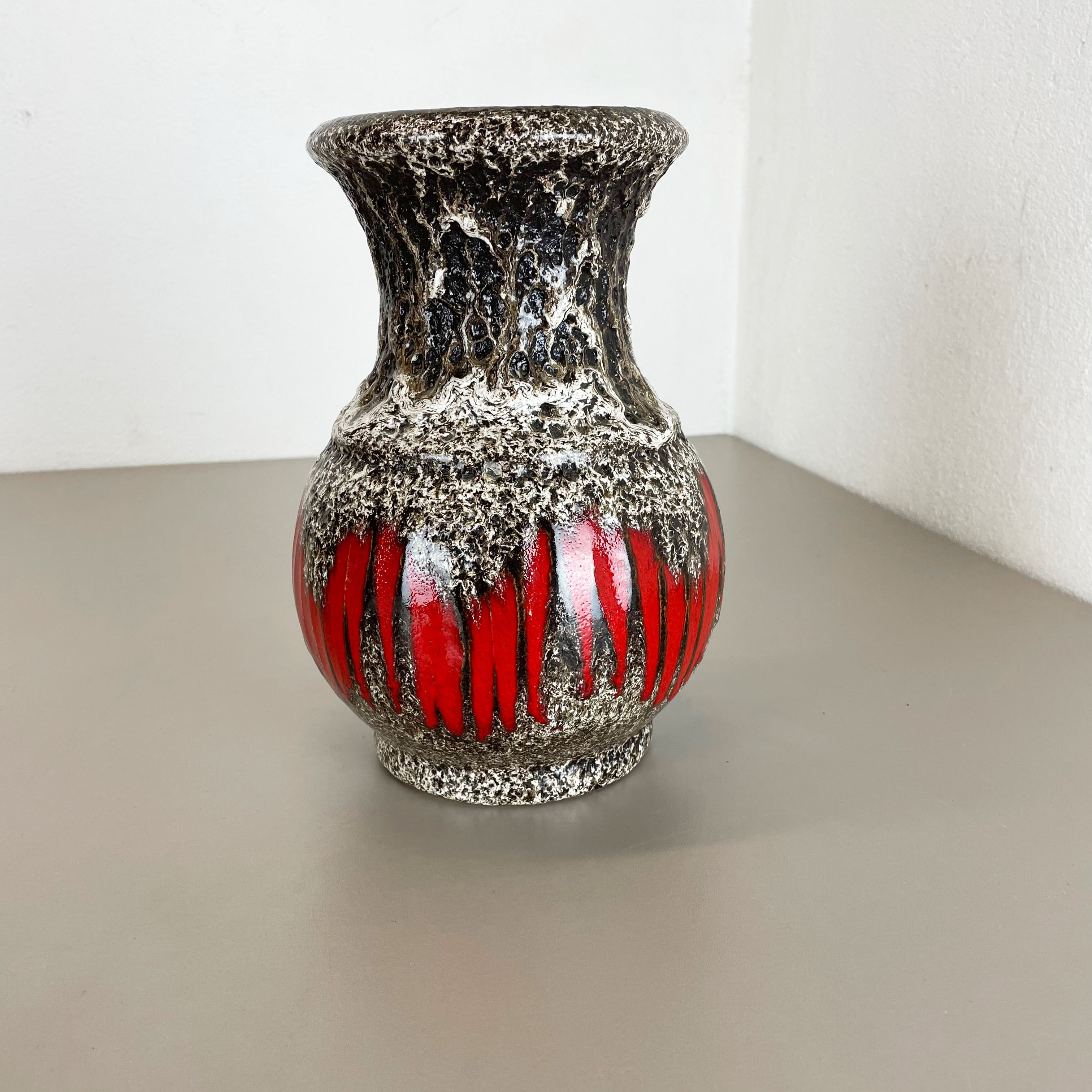 Zig Zag Pottery Fat Lava Vase Made by Scheurich, Germany, 1970s