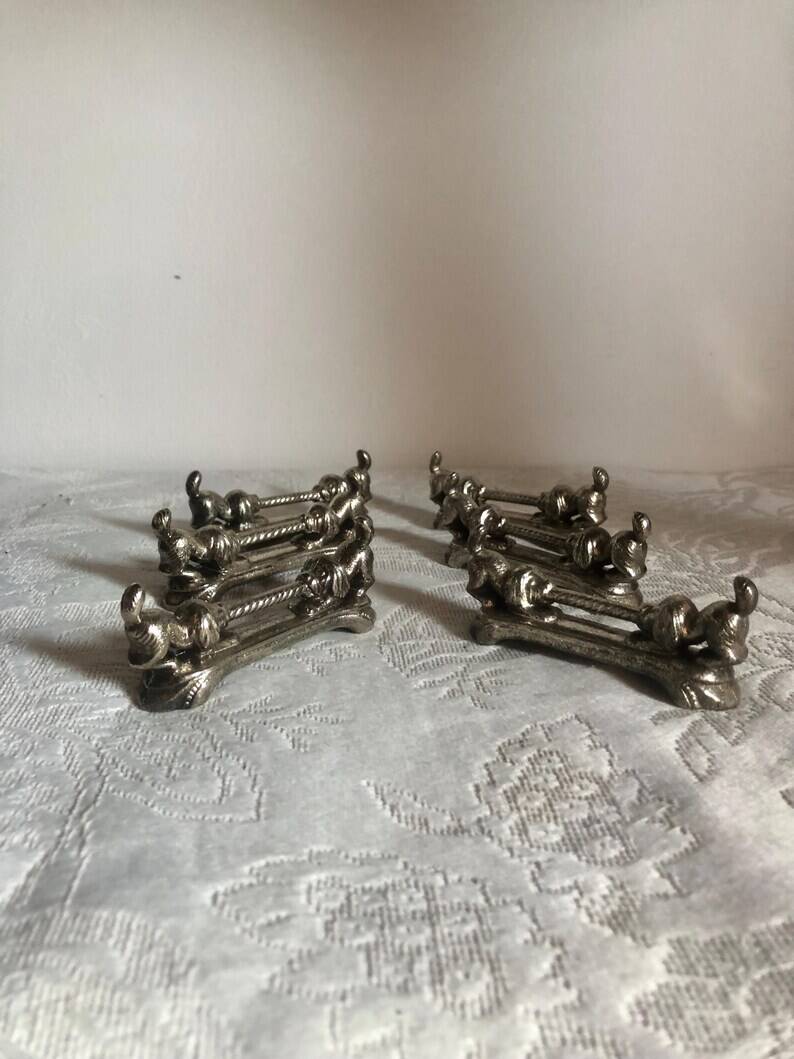 Vintage French Puppy Knife Rests - Set of 6