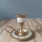 Cellar rat candle holder in brass and mother-of-pearl