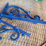 Pair of blue wrought iron shelf brackets