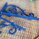 Pair of blue wrought iron shelf brackets