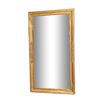 Large mirror fireplace mirror in wood and gilded stucco XIX Restoration