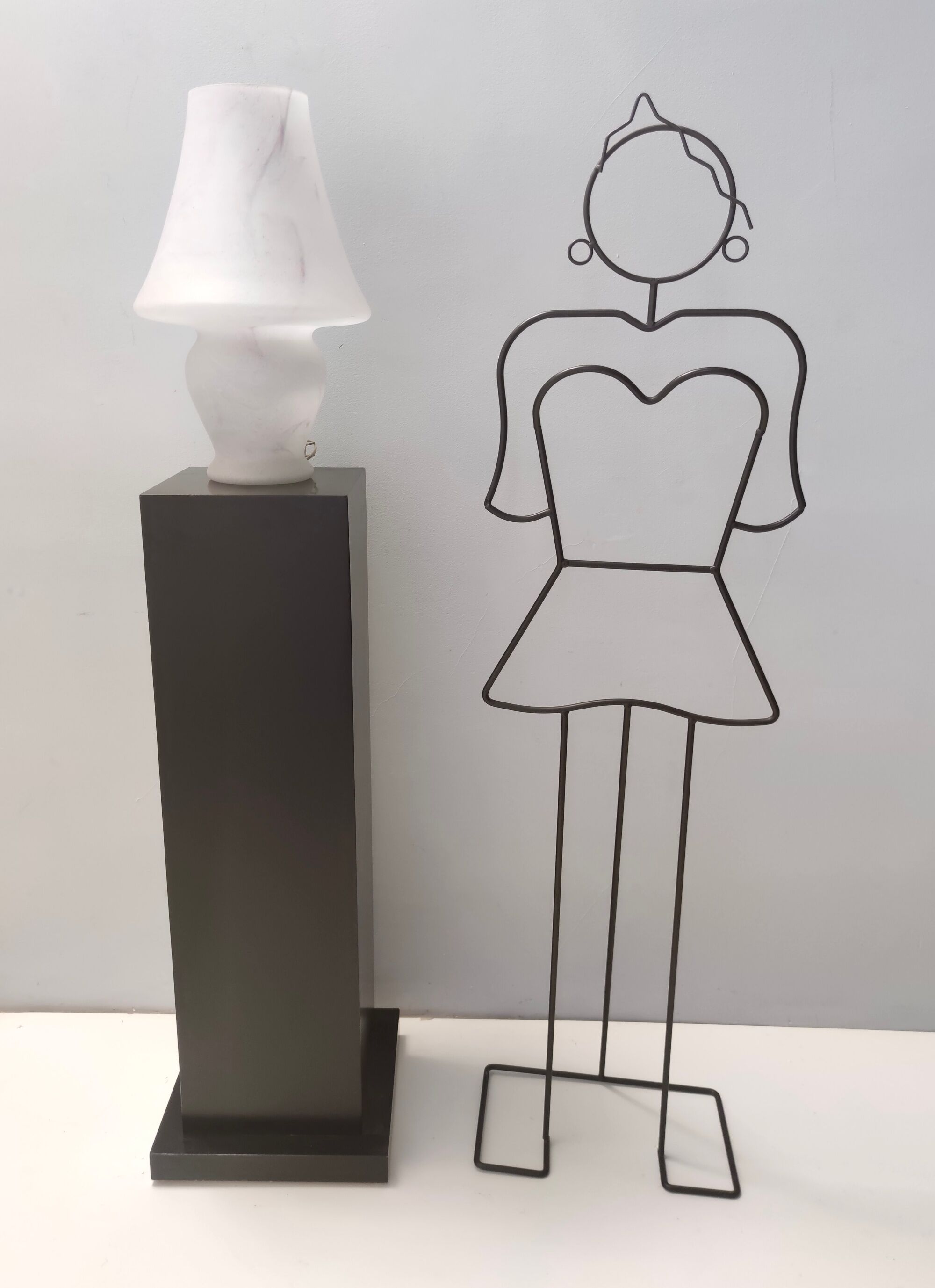 Murano glass table lamp with a pink marble effect, italy