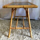 Vallauris rattan coffee table and earthenware - 1950s