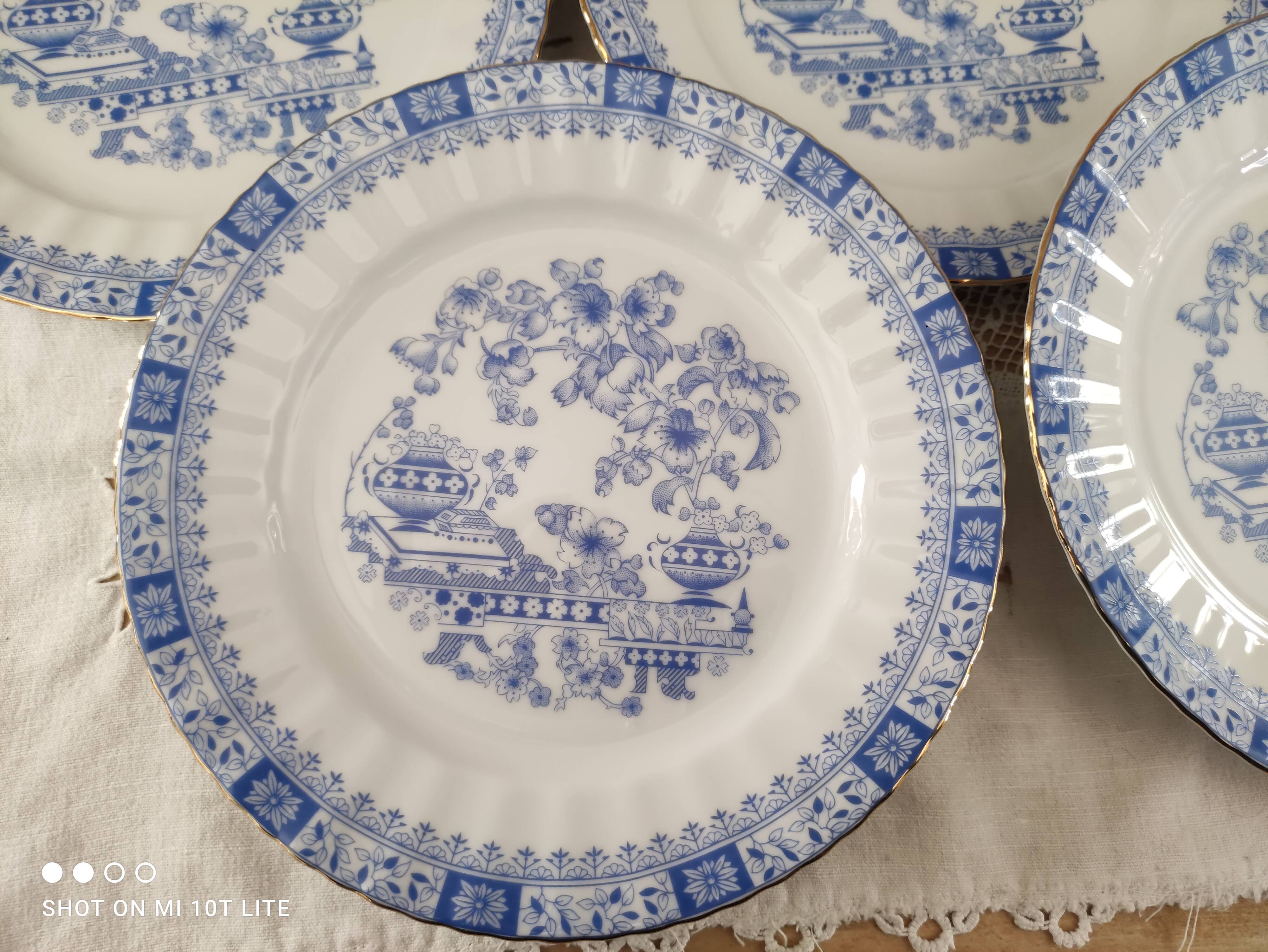 Set of 12 Bavaria porcelain dessert plates model China Blau