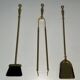 Neoclassical Fire Necessary in Polished Brass on Columnar Base Support