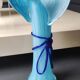 Large Murano Vase Floral Design, Opaline. Relief Ribbon Bow Decor
