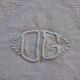 6 rectangular towels, damask cotton, Lilas tint and monogrammed OG, art deco
