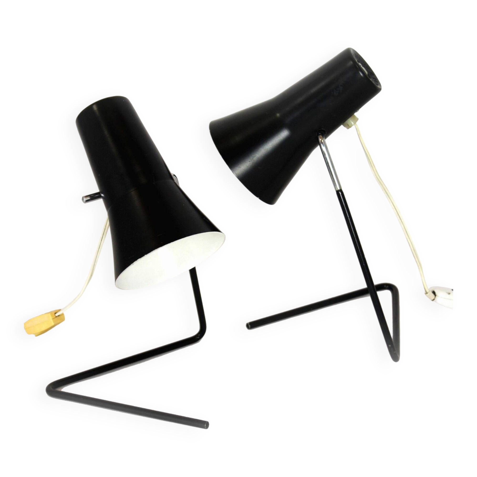 Lampes de table noires par Josef Hurka pour Drupol, années 1960, lot de 2