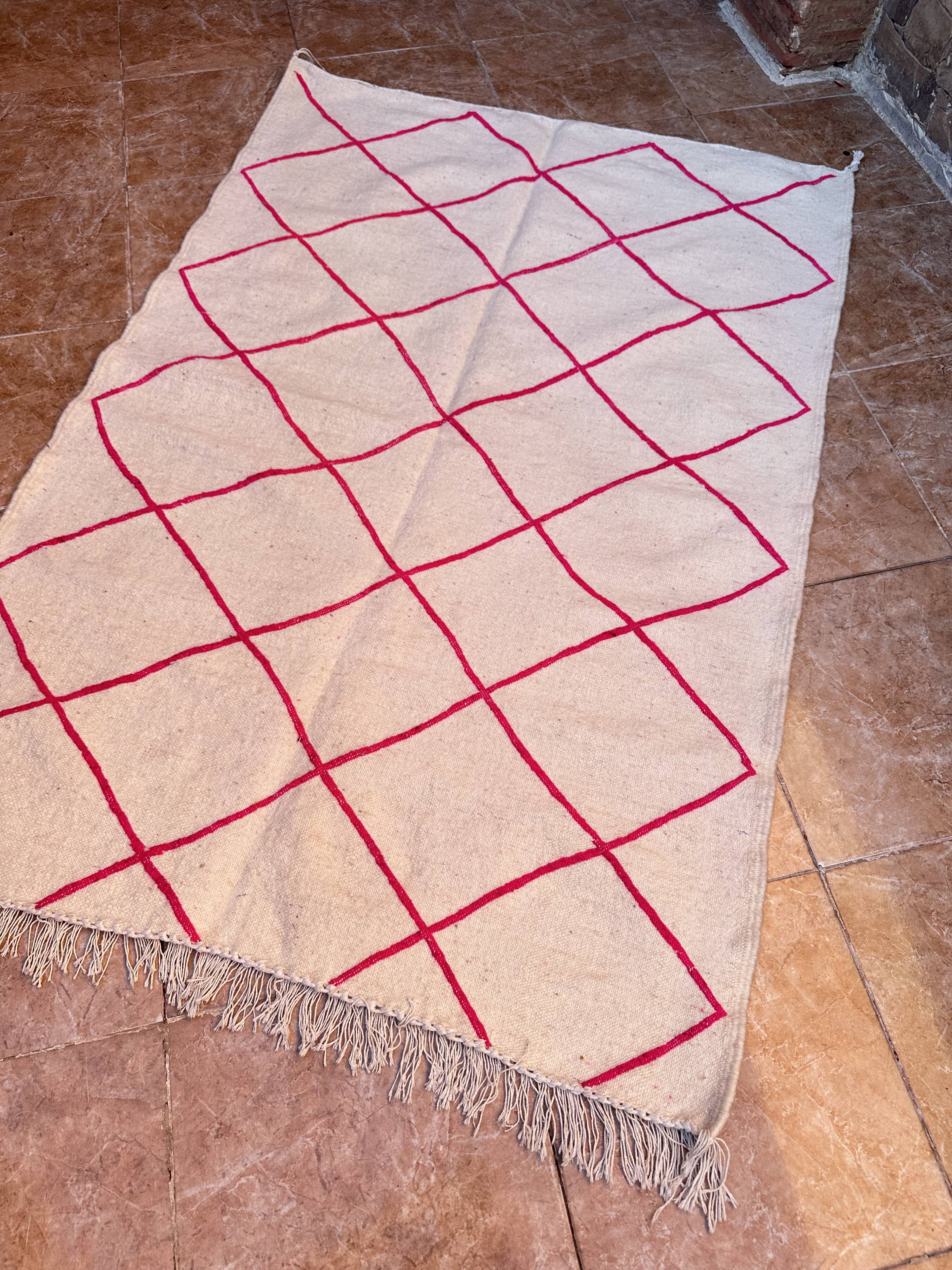 Tapis berbère en laine fait main – Kilim marocain bohème coloré