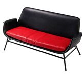 Mid-Century two-seater leather sofa, 1960s, Czechoslovakia