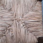 4 chaises brutalistes en bois tourné et paille