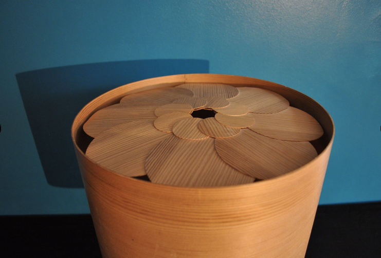 Scandinavian table lamp in strips of pine, 1960