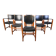 Vintage Spanish leather and wood dining chairs, set of 6 - 1970s