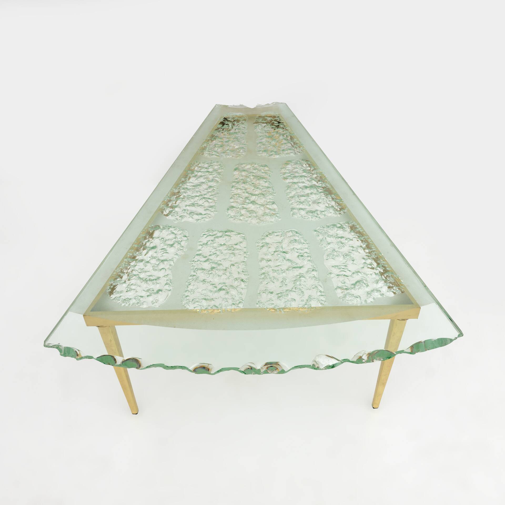 Mid-Century Modern Chiseled Glass Coffee Table Attr. Max Ingrand by Fontana